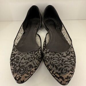 Pre Owned Bottega Veneta Black Lace Flats